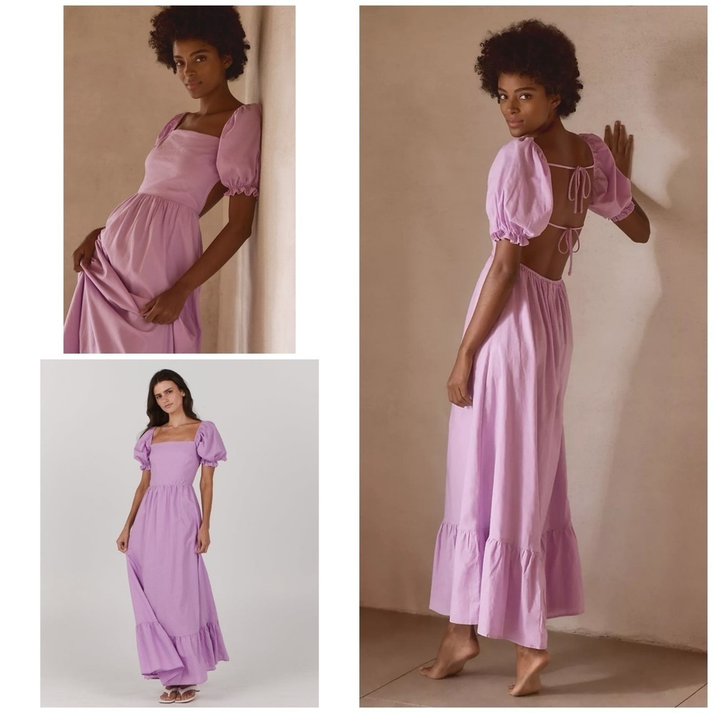 NWT Anthropologie Charlie Holidays Paris Lilac Cut Out Back Bodice Maxi Dress S﻿